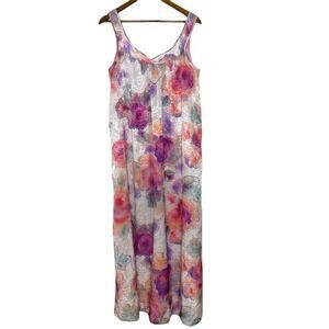 Mary McFadden M Vintage Floral Sleep Dress Nightgown Romantic Cottagecore USA